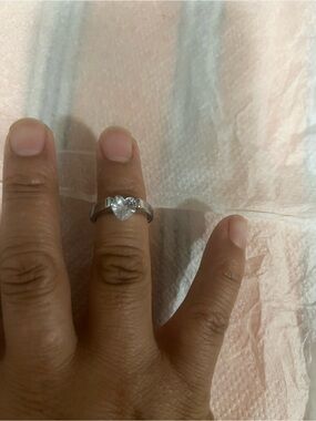 Heart-Cut Clear Stone Silver Ring - Women's Jewelry